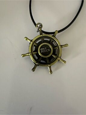 One Piece Brass Ship Wheel Pendant Necklace